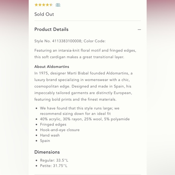 ANTHROPOLOGIE NWOT Aldomartins Floral Intarsia Cardigan Size L. - Picture 5 of 12